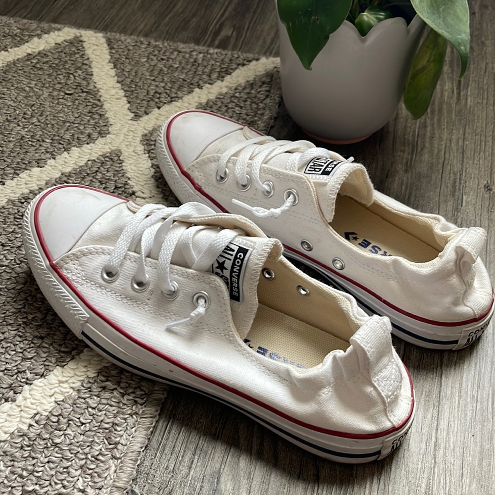 Converse Chuck Taylor Classic white low top with elastic heel